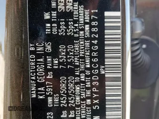 2024 Kia Telluride EX with VIN 5XYP3DGC6RG428871, listed as a Copart auction lot 60155385 with 28,189 mi miles and Salvage title. Bid and sale history available at DreamBid. Image 14.