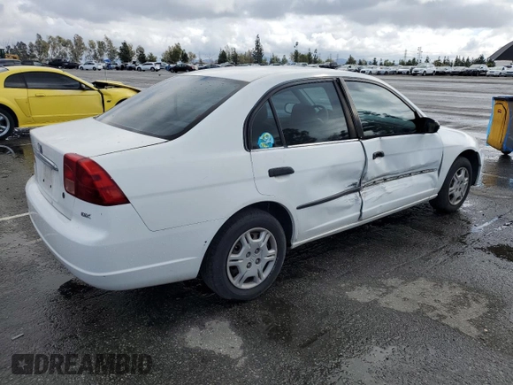 2001 Honda Civic DX with VIN 2HGES16281H614582, listed as a Copart auction lot 44421255 with 257,612 mi miles and Salvage Title. Bid and sale history available at carsss.com. Image 3.