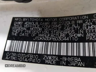 2013 Toyota Prius with VIN JTDKN3DP6D3044110, listed as a IAAI auction lot 41905741 with 148,924 mi miles and . Bid and sale history available at DreamBid. Image 9.