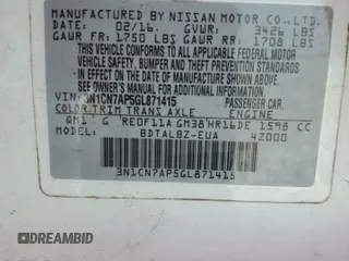 2016 Nissan Versa S with VIN 3N1CN7AP5GL871415, listed as a Copart auction lot 51670765 with 76,947 mi miles and Clean Title. Bid and sale history available at carsss.com. Image 12.