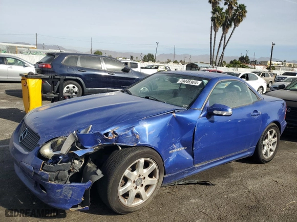 2001 Mercedes-Benz SLK-Class Kompressor with VIN WDBKK49F11F229866, listed as a Copart auction lot 79446964 with 161,263 mi miles and Clean Title. Bid and sale history available at carsss.com. Image 1.