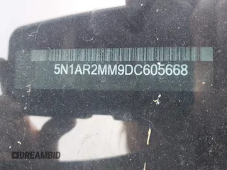 2013 Nissan Pathfinder Platinum with VIN 5N1AR2MM9DC605668, listed as a IAAI auction lot 42528542 with 142,956 mi miles and . Bid and sale history available at DreamBid. Image 9.