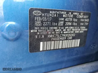 2017 Hyundai Ioniq Hybrid SEL with VIN KMHC75LC7HU026302, listed as a Copart auction lot 45429395 with 101,728 mi miles and Salvage Title. Bid and sale history available at carsss.com. Image 14.