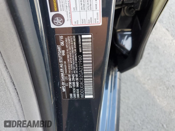 2016 Mercedes-Benz S 550 with VIN WDDUG8CB2GA221960, listed as a Copart auction lot 87473334 with Not Provided miles and Salvage Title. Bid and sale history available at carsss.com. Image 12.