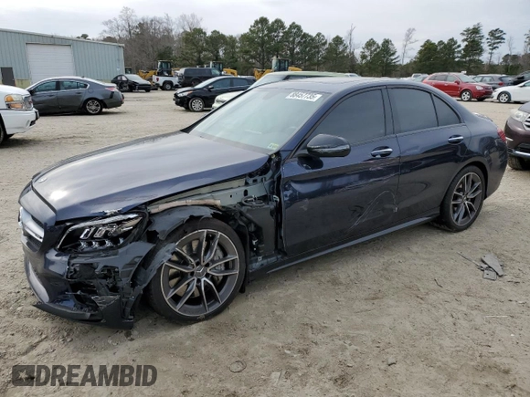 2020 Mercedes-Benz C 43 AMG with VIN W1KWF6EB3LR594563, listed as a Copart auction lot 88457735 with 67,092 mi miles and Salvage Title. Bid and sale history available at carsss.com. Image 1.