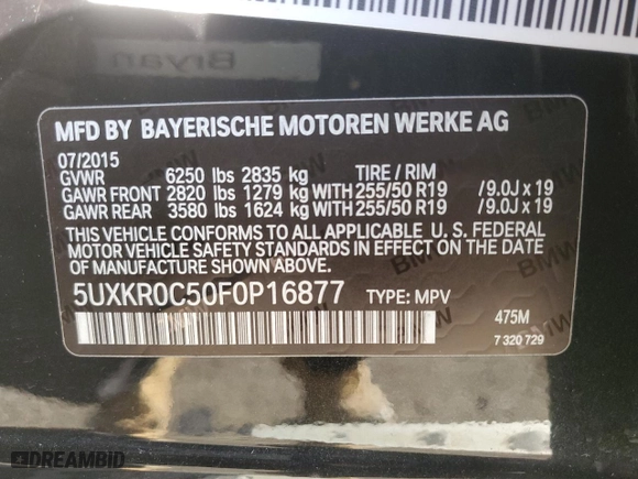 2015 BMW X5 xDrive35i with VIN 5UXKR0C50F0P16877, listed as a Copart auction lot 42285685 with 135,779 mi miles and Clean Title. Bid and sale history available at carsss.com. Image 13.