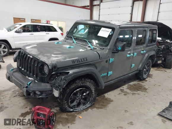 2021 Jeep Wrangler Unlimited Sport S with VIN 1C4HJXDN9MW819753, listed as a IAAI auction lot 41415569 with 43,263 mi miles and . Bid and sale history available at DreamBid. Image 17.