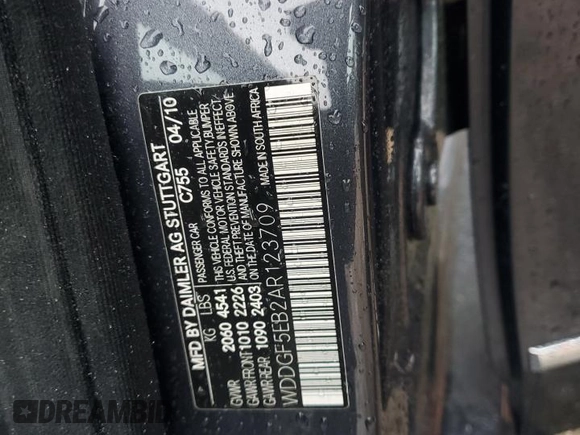 2010 Mercedes-Benz C 300 Sport with VIN WDDGF5EB2AR123709, listed as a Copart auction lot 59733415 with 169,313 mi miles and Salvage title. Bid and sale history available at DreamBid. Image 12.