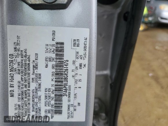 2016 Ford Fusion SE Hybrid with VIN 3FA6P0LU8GR261476, listed as a Copart auction lot 45362235 with 164,507 mi miles and Salvage Title. Bid and sale history available at carsss.com. Image 12.
