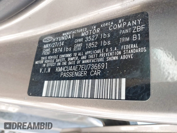 2014 Hyundai Accent GLS with VIN KMHCU4AE7EU736691, listed as a IAAI auction lot 42054514 with 80,715 mi miles and . Bid and sale history available at carsss.com. Image 9.