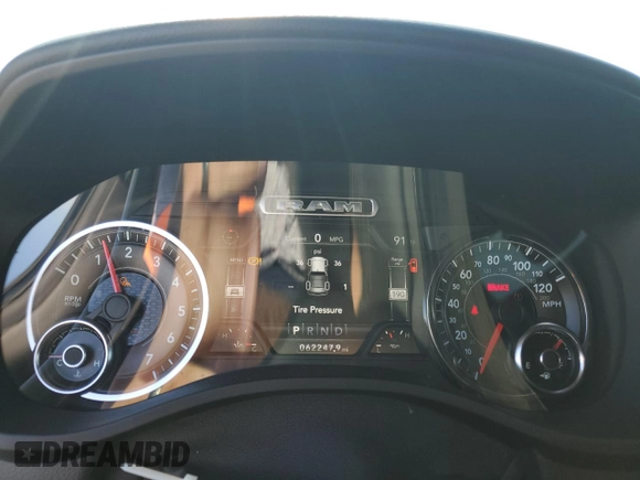 2019 Ram 1500 Big Horn with VIN 1C6SRFFT3KN650053, listed as a Copart auction lot 63852325 with 62,247 mi miles and Salvage title. Bid and sale history available at DreamBid. Image 9.