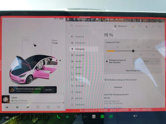 2018 Tesla Model 3 Long Range Battery with VIN 5YJ3E1EA5JF169097, listed as a IAAI auction lot 41916873 with 81,919 mi miles. Bid and sale history available at carsss.com. Image 18.