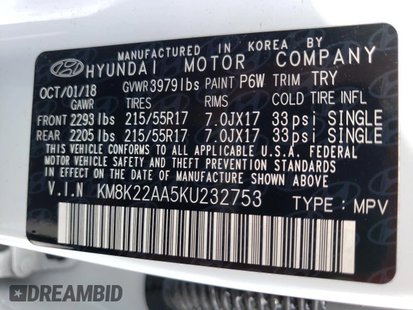 2019 Hyundai Kona SEL with VIN KM8K22AA5KU232753, listed as a Copart auction lot 36679353 with 38,504 mi miles. Bid and sale history available at carsss.com. Image 14.