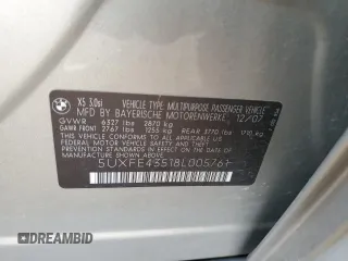 2008 BMW X5 3.0si with VIN 5UXFE43518L005761, listed as a Copart auction lot 52225995 with 193,640 mi miles and Clean Title. Bid and sale history available at carsss.com. Image 13.