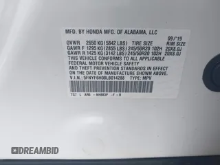 2020 Honda Pilot Elite with VIN 5FNYF6H08LB014288, listed as a IAAI auction lot 40496871 with 57,921 mi miles and . Bid and sale history available at DreamBid. Image 9.