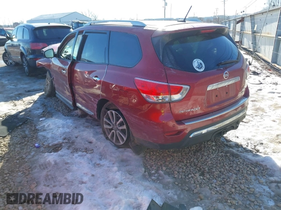 2014 Nissan Pathfinder Platinum with VIN 5N1AR2MM6EC627614, listed as a IAAI auction lot 41420846 with 141,342 mi miles and . Bid and sale history available at DreamBid. Image 3.