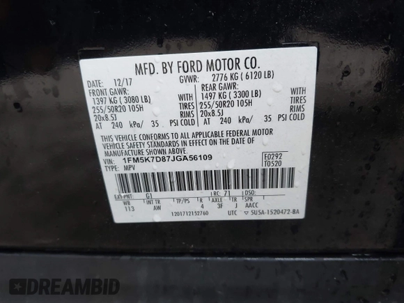 2018 Ford Explorer XLT z VIN 1FM5K7D87JGA56109, wystawiony jako IAAI lot #42423403 z przebiegiem 80 082 mil mil oraz . Historia ofert i sprzedaży dostępna na DreamBid. Obrazek 9.