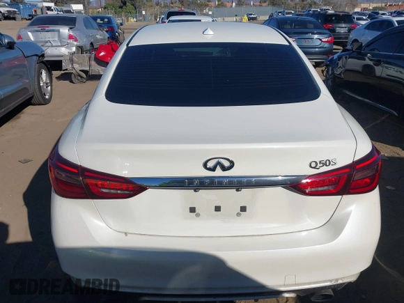 2018 Infiniti Q50 3.0t LUXE with VIN JN1EV7AP5JM362091, listed as a IAAI auction lot 41402140 with 73,355 mi miles. Bid and sale history available at carsss.com. Image 16.