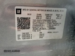 2020 Chevrolet Trax LS with VIN 3GNCJKSB9LL155083, listed as a Copart auction lot 61875195 with 88,417 mi miles and Salvage title. Bid and sale history available at DreamBid. Image 13.