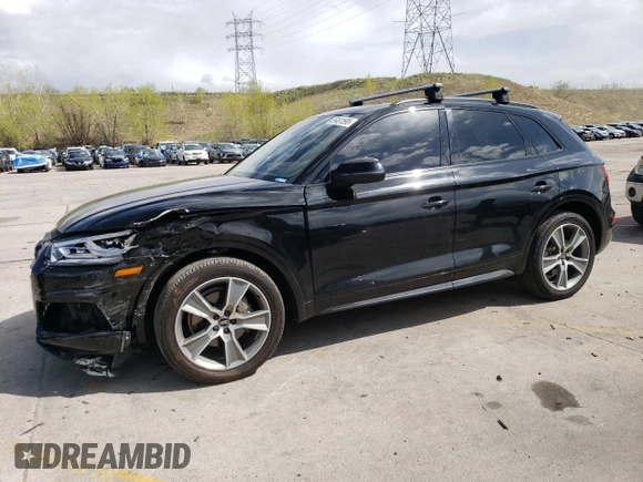 2019 Audi Q5 Premium Plus with VIN WA1BNAFY1K2066474, listed as a Copart auction lot 55481595 with 70,268 mi miles and Salvage title. Bid and sale history available at DreamBid. Image 1.