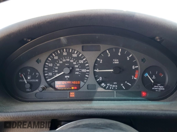 1998 BMW 3 Series 323i with VIN WBABJ8339WEM22707, listed as a Copart auction lot 55623685 with 130,704 mi miles and Salvage title. Bid and sale history available at DreamBid. Image 9.