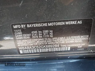 2016 BMW 3 Series 320i xDrive with VIN WBA8A3C52GK689284, listed as a IAAI auction lot 42545512 with 61,174 mi miles and . Bid and sale history available at DreamBid. Image 9.