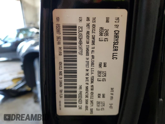 2008 Chrysler 300 C with VIN 2C3LK63H48H107737, listed as a Copart auction lot 72390964 with 149,944 mi miles and Salvage Title. Bid and sale history available at DreamBid. Image 14.