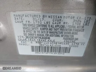 2017 Nissan Versa Sedan SV with VIN 3N1CN7AP7HL843245, listed as a IAAI auction lot 41765729 with 144,577 mi miles. Bid and sale history available at carsss.com. Image 9.