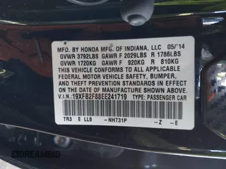 2014 Honda Civic EX with VIN 19XFB2F88EE241719, listed as a IAAI auction lot 41649407 with 153,966 mi miles. Bid and sale history available at carsss.com. Image 9.