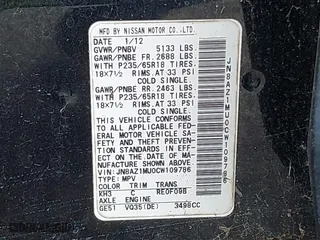 2012 Nissan Murano LE with VIN JN8AZ1MU0CW109786, listed as a IAAI auction lot 42011797 with 222,772 mi miles. Bid and sale history available at carsss.com. Image 9.