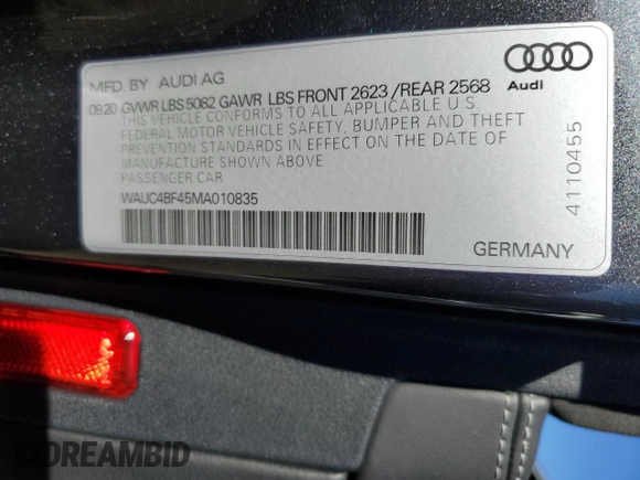 2021 Audi S4 Prestige with VIN WAUC4BF45MA010835, listed as a Copart auction lot 83412464 with 19,157 mi miles and Salvage Title. Bid and sale history available at carsss.com. Image 14.