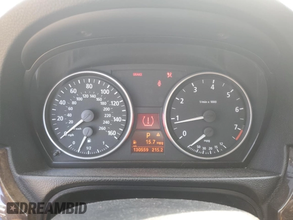 2007 BMW 3 Series 328i with VIN WBAVC53547FZ71265, listed as a Copart auction lot 54000075 with 130,559 mi miles and Salvage title. Bid and sale history available at DreamBid. Image 9.