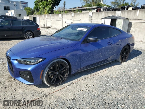 2022 BMW 4 Series 430i z VIN WBA53AP04NCK05705, wystawiony jako Copart lot #53692445 z przebiegiem 39 080 mil mil oraz Szkoda całkowita • Salvage title. Historia ofert i sprzedaży dostępna na DreamBid. Obrazek 1.