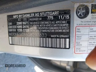 2016 Mercedes-Benz E 350 Sport with VIN WDDHF5KB6GB297633, listed as a IAAI auction lot 42115837 with 91,643 mi miles and . Bid and sale history available at DreamBid. Image 9.