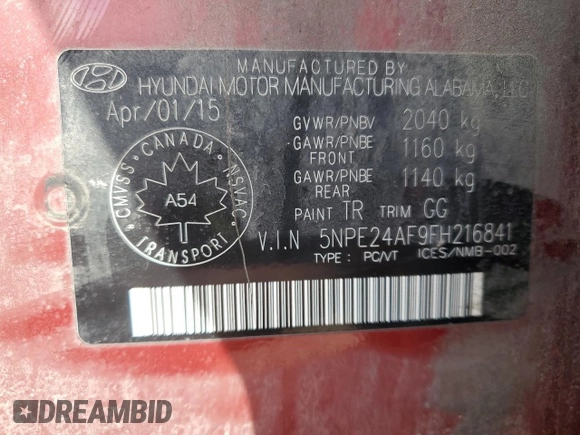 2015 Hyundai Sonata SE z VIN 5NPE24AF9FH216841, wystawiony jako Copart lot #55796585 z przebiegiem 286 795 mil mil oraz Czysty tytuł • Clean title. Historia ofert i sprzedaży dostępna na DreamBid. Obrazek 12.
