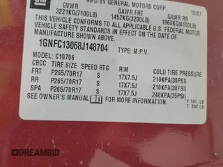 2008 Chevrolet Tahoe 2LT z VIN 1GNFC13068J148704, wystawiony jako Copart lot #54614815 z przebiegiem 229 570 mil mil oraz Czysty tytuł • Clean title. Historia ofert i sprzedaży dostępna na DreamBid. Obrazek 13.