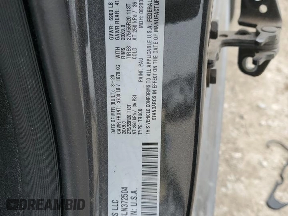2020 Ram 1500 Lone Star with VIN 1C6RREFT8LN372504, listed as a Copart auction lot 45319515 with 93,460 mi miles and Salvage title. Bid and sale history available at DreamBid. Image 12.
