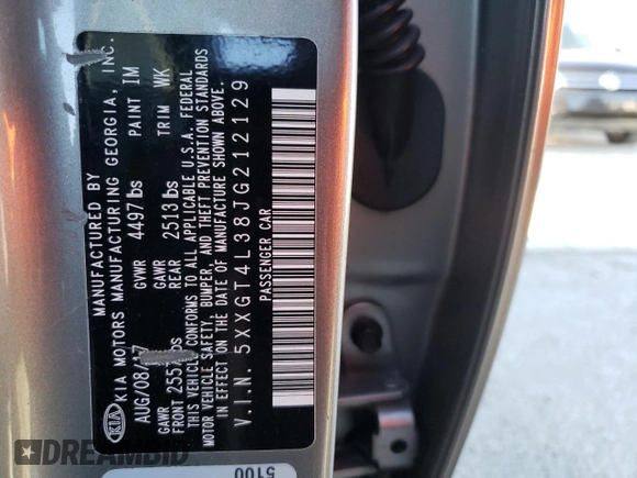 2018 Kia Optima LX z VIN 5XXGT4L38JG212129, wystawiony jako Copart lot #44492865 z przebiegiem 148 415 mil mil oraz Szkoda całkowita • Salvage title. Historia ofert i sprzedaży dostępna na DreamBid. Obrazek 12.