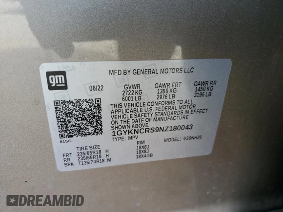 2022 Cadillac XT5 FWD Premium Luxury z VIN 1GYKNCRS9NZ180043, wystawiony jako Copart lot #51352195 z przebiegiem 12 399 mil mil oraz Szkoda całkowita • Salvage title. Historia ofert i sprzedaży dostępna na DreamBid. Obrazek 14.