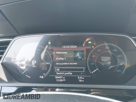 2019 Audi e-tron Prestige with VIN WA1VAAGE9KB010814, listed as a IAAI auction lot 42632795 with 90,497 mi miles and . Bid and sale history available at DreamBid. Image 14.