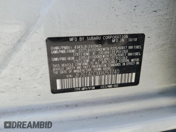 2019 Subaru Crosstrek Premium z VIN JF2GTACCXKH253740, wystawiony jako Copart lot #61484905 z przebiegiem 75 682 mil mil oraz Szkoda całkowita • Salvage title. Historia ofert i sprzedaży dostępna na DreamBid. Obrazek 13.