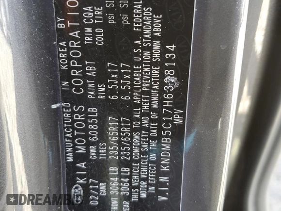 2017 Kia Sedona LX with VIN KNDMB5C17H6328134, listed as a Copart auction lot 49060775 with 145,592 mi miles and Salvage Title. Bid and sale history available at DreamBid. Image 13.