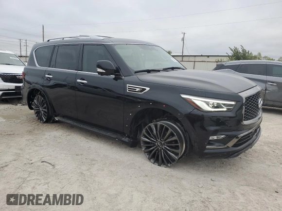 2021 Infiniti QX80 LUXE with VIN JN8AZ2AF6M9715895, listed as a Copart auction lot 72437294 with 42,582 mi miles and Salvage Title. Bid and sale history available at carsss.com. Image 4.
