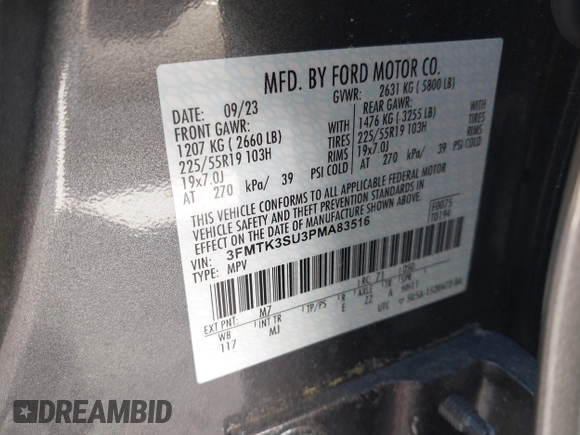 2023 Ford Mustang Mach-E Premium с VIN 3FMTK3SU3PMA83516, выставлен на аукционе IAAI как лот 42319485 с пробегом 8 802 миль миль и . История ставок и продаж доступна на DreamBid. Изображение 9.