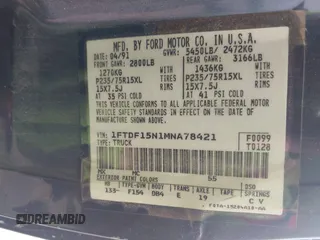 1991 Ford F-150 с VIN 1FTDF15N1MNA78421, выставлен на аукционе IAAI как лот 42426875 с пробегом 134 472 миль миль и . История ставок и продаж доступна на DreamBid. Изображение 9.