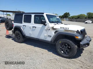 2022 Jeep Wrangler Unlimited Willys with VIN 1C4HJXDM6NW155064, listed as a Copart auction lot 68666394 with Not Provided miles and Salvage Title. Bid and sale history available at DreamBid. Image 4.