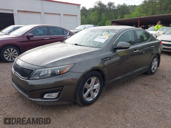 2015 Kia Optima LX with VIN 5XXGM4A74FG401418, listed as a IAAI auction lot 41899008 with 125,812 mi miles. Bid and sale history available at carsss.com. Image 2.