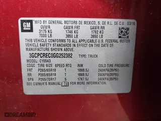 2016 Chevrolet Silverado 1500 LT with VIN 3GCPCREC0GG252382, listed as a IAAI auction lot 42024815 with 115,007 mi miles. Bid and sale history available at carsss.com. Image 9.