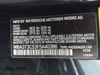 2015 BMW 4 Series 435i с VIN WBA3T3C53F5A40386, выставлен на аукционе IAAI как лот 41902850 с пробегом 73 904 миль миль и . История ставок и продаж доступна на DreamBid. Изображение 9.