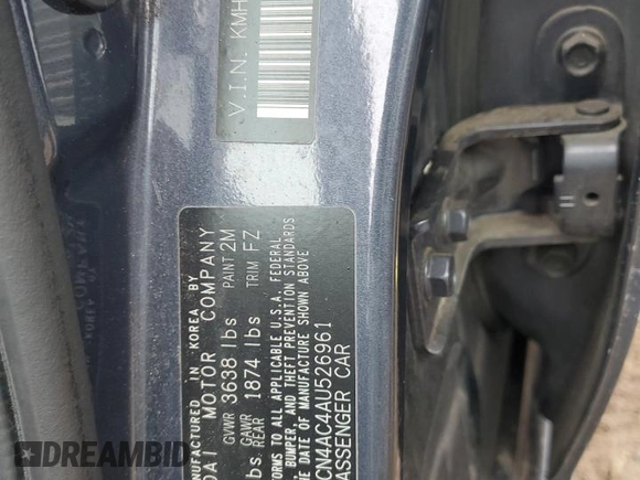 2010 Hyundai Accent GLS with VIN KMHCN4AC4AU526961, listed as a Copart auction lot 48380535 with 105,848 mi miles and Salvage Title. Bid and sale history available at carsss.com. Image 14.